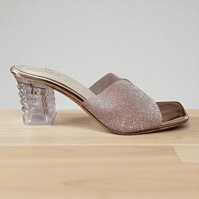 Rose Gold Glitter Heel Sandals