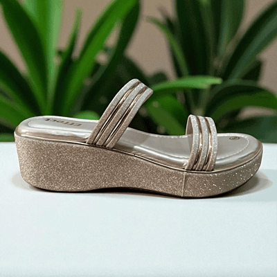 Golden Shimmer Wedge Sandals