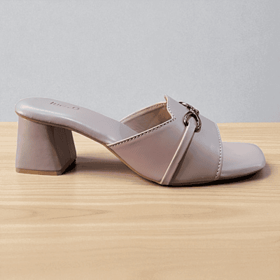 Pink Block Heel Sandals with Chain Detailing
