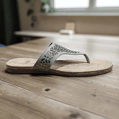 Grey Cutwork Design Slippers